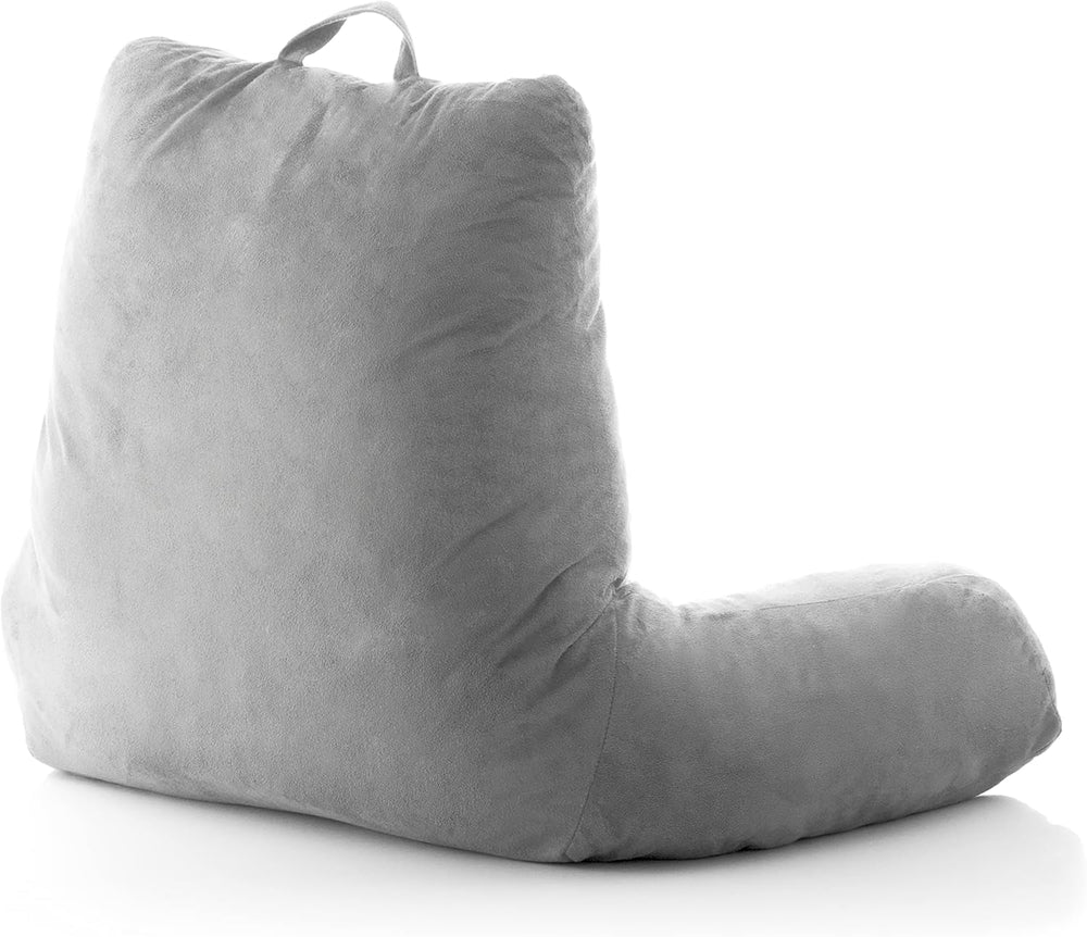 Pernă de citit InnovaGoods Huglow cu cotieră, pentru canapea, pat și covor, pernă de citit cu suport lombar și mâner de transport, ergonomică, previne disconfortul și durerea, gri