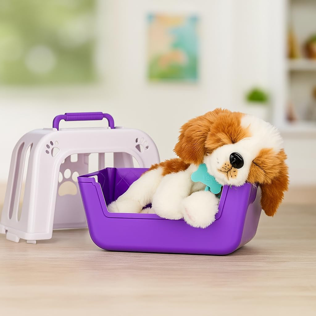 Little Live Pets My Really Real Puppy – Petice; Cățeluș interactiv; peste 60 de sunete/reacții; aspect realist; 1 din 72 de variante; set de joacă cu geantă de transport; baterii incluse; vârste 5+