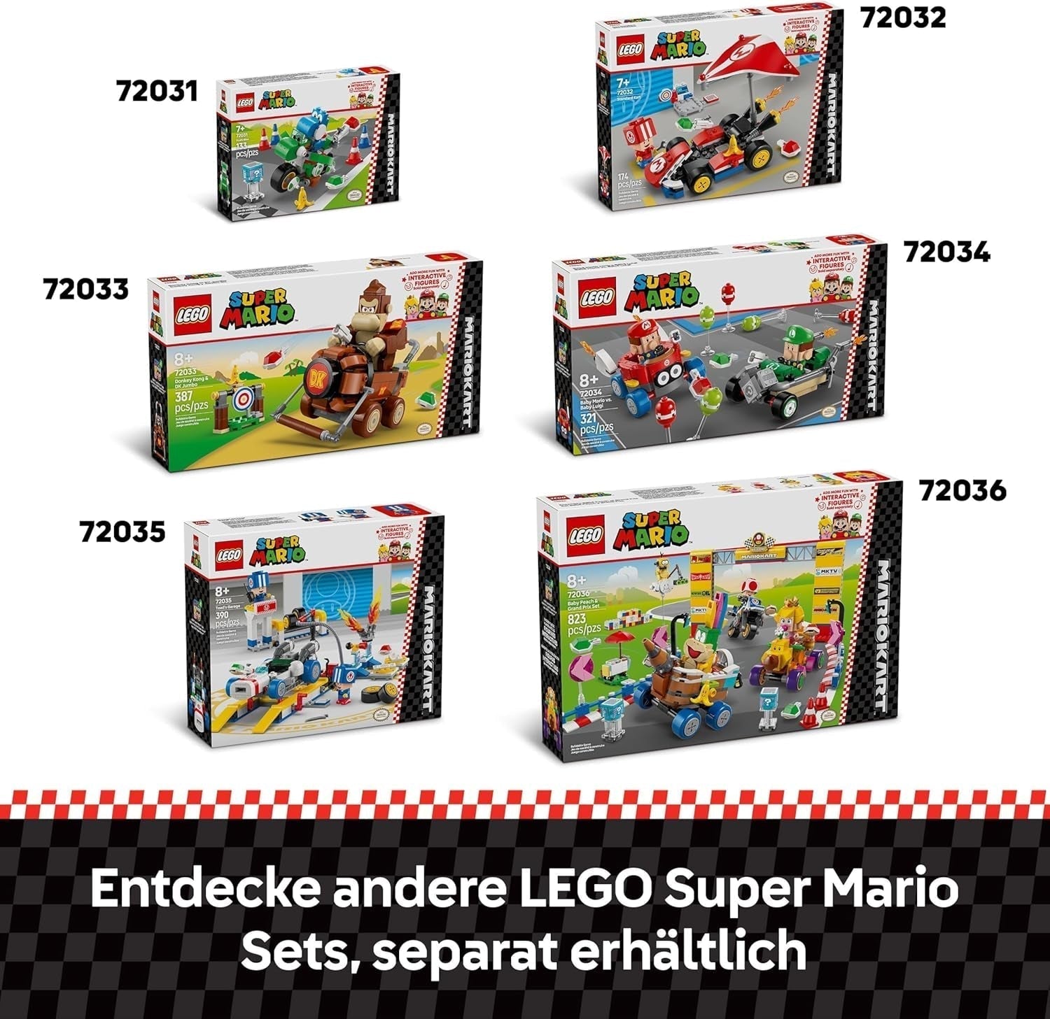 LEGO Mario Kart — Mały Mario kontra. Mały Luigi Nintendo Figurki kolekcjonerskie 2 Speedmeny do zbudowania Prezent dla chłopców, dziewcząt i graczy Zabawka przygodowa od 8. roku życia 72034 Zestawy do budowania Besuche den LEGO-Store