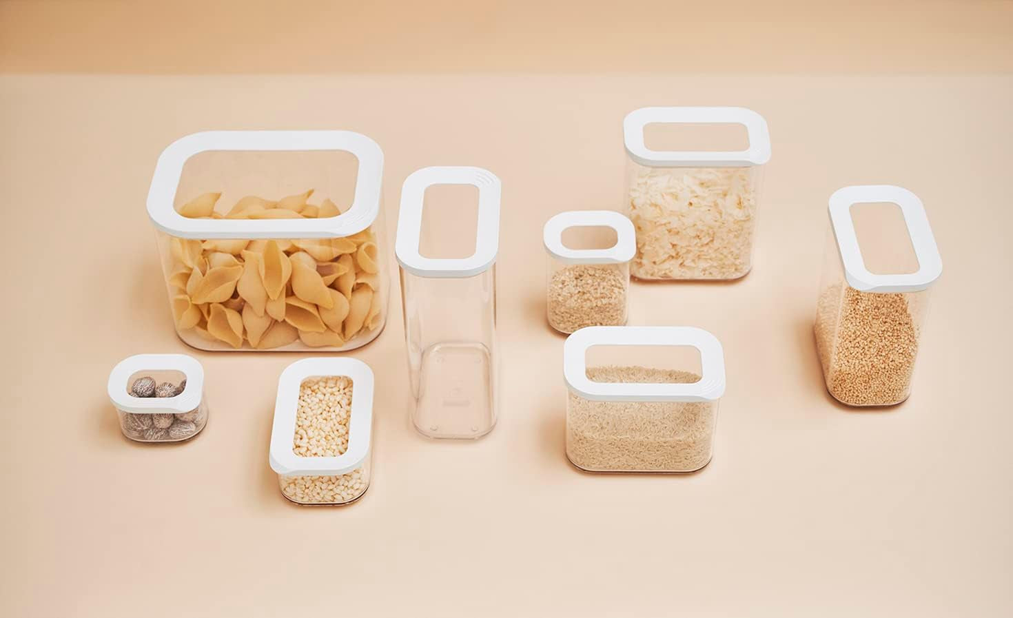 Mepal set de 3 borcane de depozitare cu capac - Recipient dreptunghiular pentru alimente - Organizator de bucătărie din plastic - Recipient de depozitare etanș - 1x 2000 ml & 2x 1000 ml - Alb Cutii depozitare alimente Naty Shop