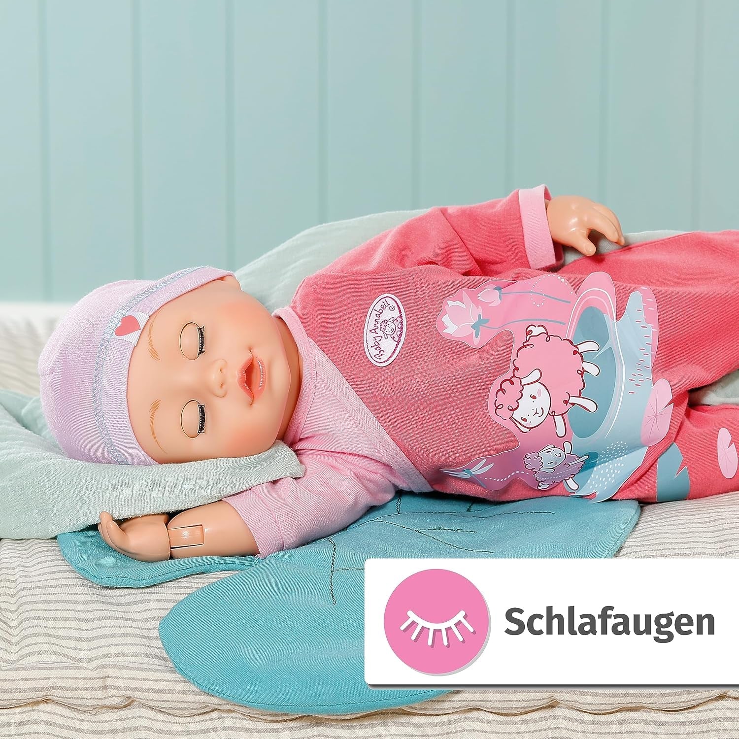 Baby Annabell Emily Run With Me 43cm, păpușă care se târăște și merge, cu funcție de sunet, rochiță și pălărie roz, 710623 Zapf Creation Papusi Naty Shop