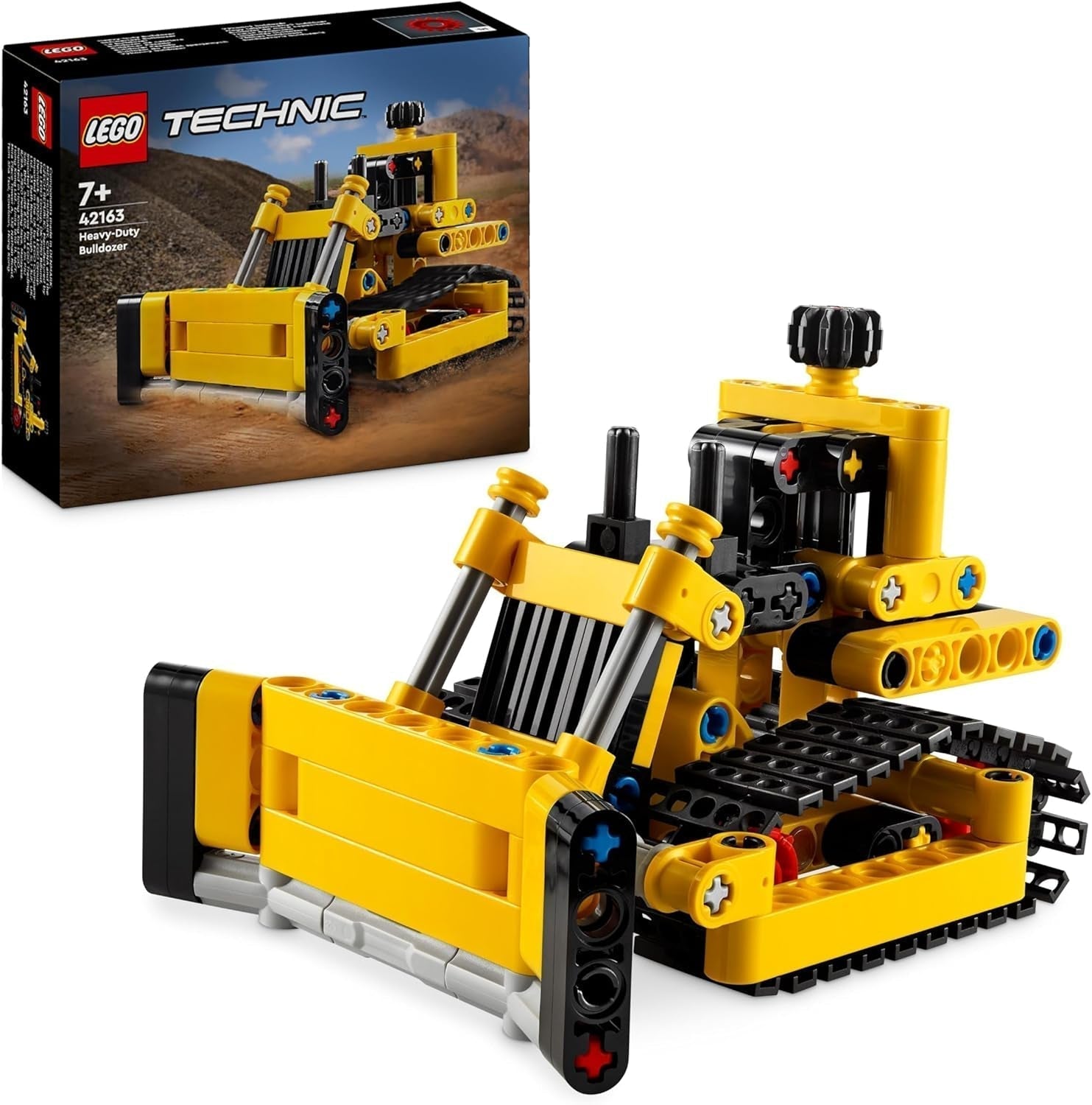 LEGO Technic Ciężki spychacz Zabawkowy spychacz Dodaj do placu budowy Zabawka konstrukcyjna dla dzieci Prezent techniczny dla chłopców i dziewcząt w wieku 7 lat 42163 Zestawy do budowania Besuche den LEGO-Store Single