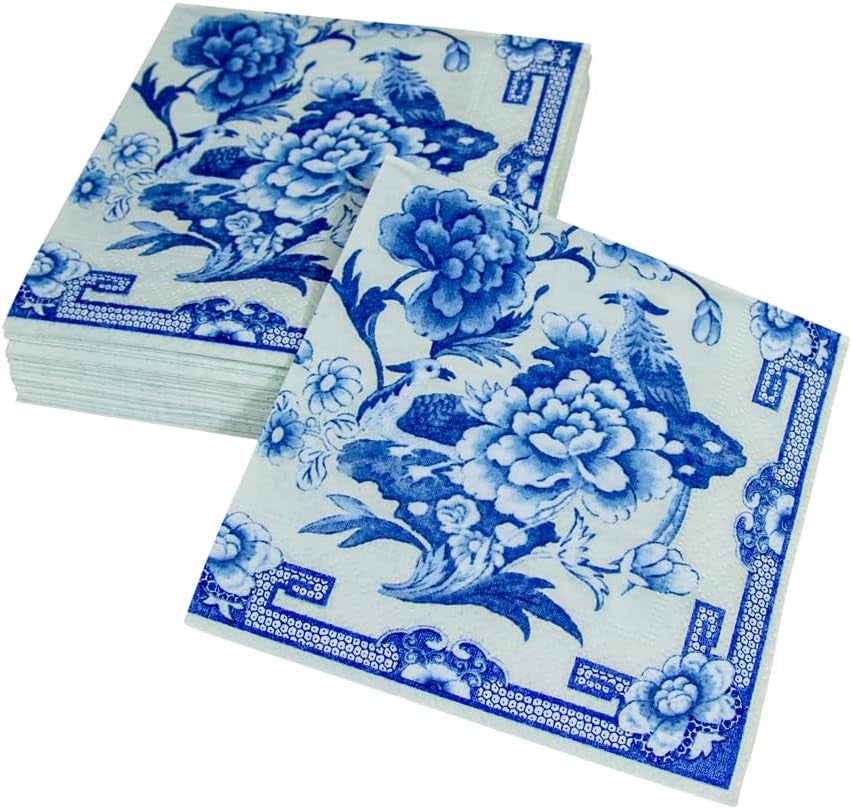 Șervețel de cocktail, albastru/alb