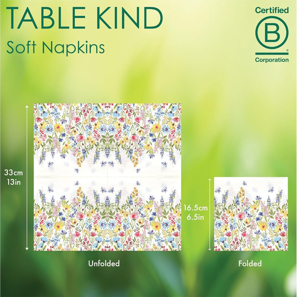 Talking Tables Table Kind Șervețele de unică folosință, șervețele din hârtie moale, șervețele de unică folosință, model floral, pentru nunți sau uz zilnic, ecologice, compostabile, reciclabile