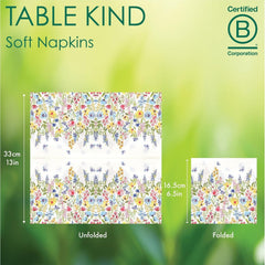Talking Tables Table Kind Șervețele de unică folosință, șervețele din hârtie moale, șervețele de unică folosință, model floral, pentru nunți sau uz zilnic, ecologice, compostabile, reciclabile