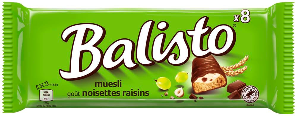 Balisto Chocolate Pack luzem, batoniki czekoladowe Yoberry, płatki zbożowe i jogurt, 8 x 18,5 g, czekolada, batoniki musli, opakowanie zbiorcze czekolady (148 g)