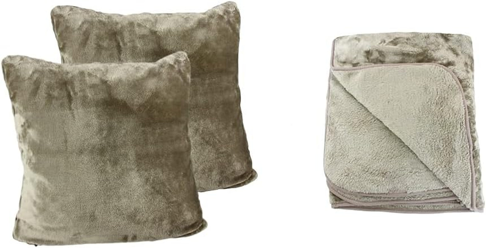 Amago - Wygodny koc o wyglądzie kaszmiru 220 x 240 cm - antracyt Łóżka i koce Amago Taupe Wygodny koc + poszewka na poduszkę 180 x 220 cm