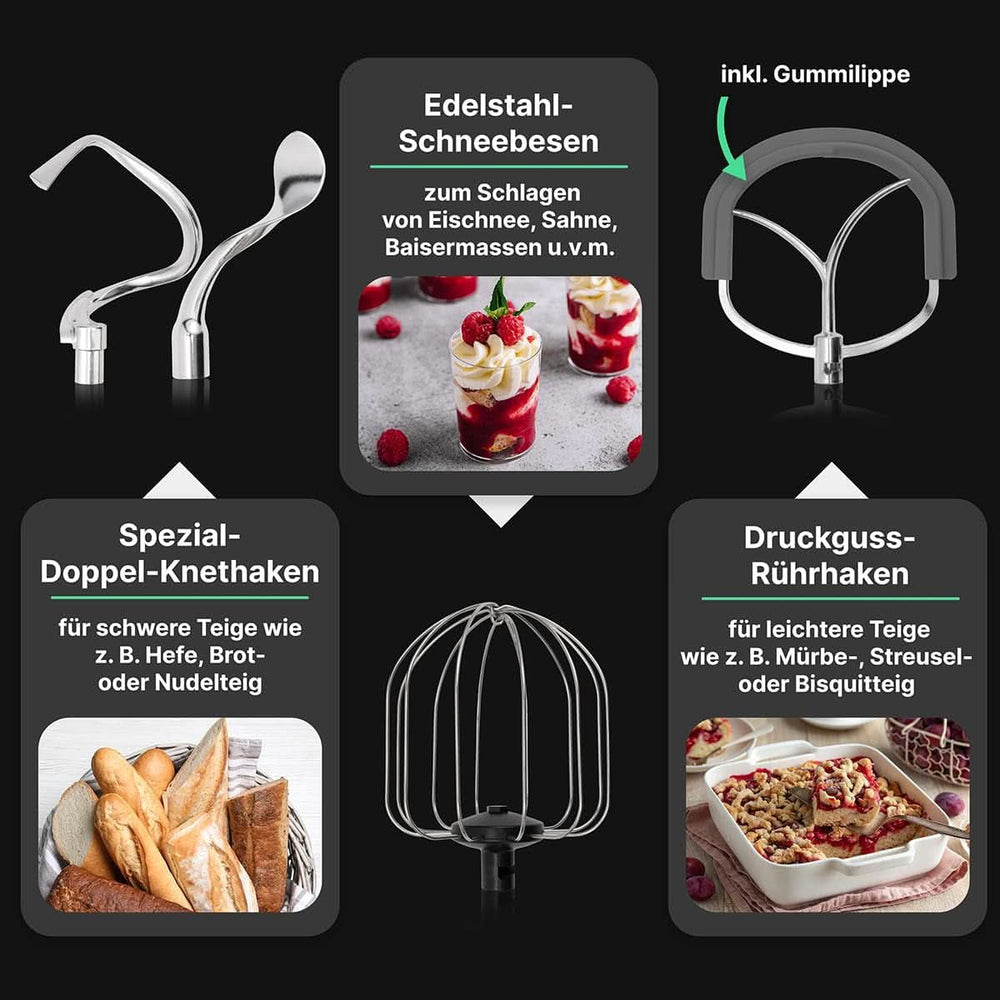 Proficook® Küchenmaschine Mit XXL 12L Schüssel | Silnik Knetmaschine Mit 2500W Longlife-Profi | Metallgetriebe i wyświetlacz LED | Robot kuchenny Für Bis Zu 8,5 kg ciasta | 13 prędkości | PC KM 1254 Sklep Naty dla Matki i Dziecka