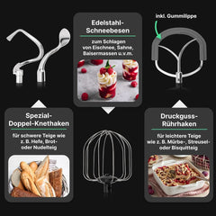 Proficook® Küchenmaschine Mit XXL 12L Schüssel | Silnik Knetmaschine Mit 2500W Longlife-Profi | Metallgetriebe i wyświetlacz LED | Robot kuchenny Für Bis Zu 8,5 kg ciasta | 13 prędkości | PC KM 1254 Sklep Naty dla Matki i Dziecka