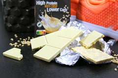 frankonia CHOCOLAT POWER MOTION bez dodatku cukru - Chrupiąca biała czekolada o wysokiej zawartości białka i niskiej zawartości węglowodanów, 90 g