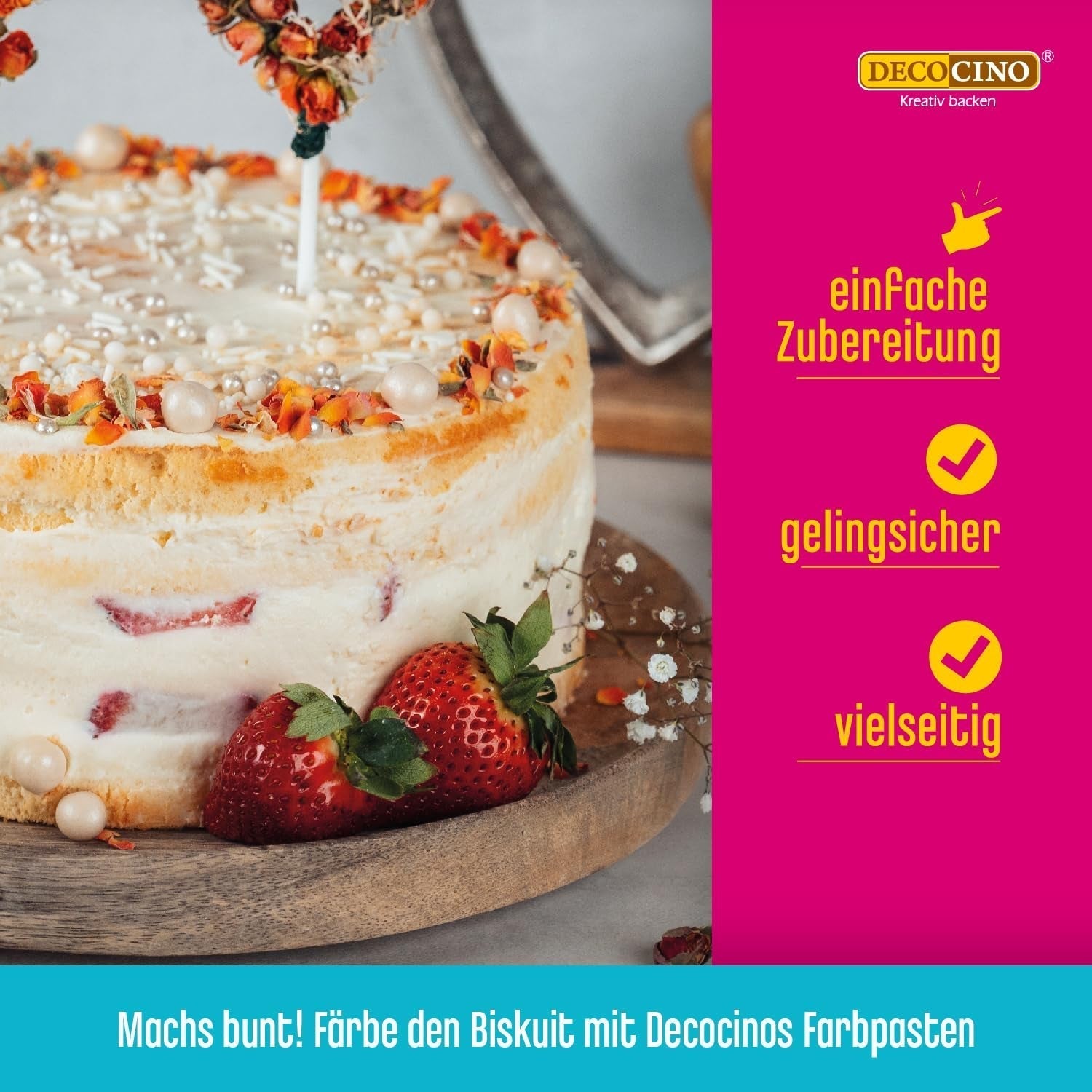 DECOCINO Biscuit Backmischung (250 G) – Einfache Zubereitung – Gelingsicher – Zum Backen Von Luftigen Biskuitböden, Creme-Torten, Biskuitrollen Uvm. Sklep Naty