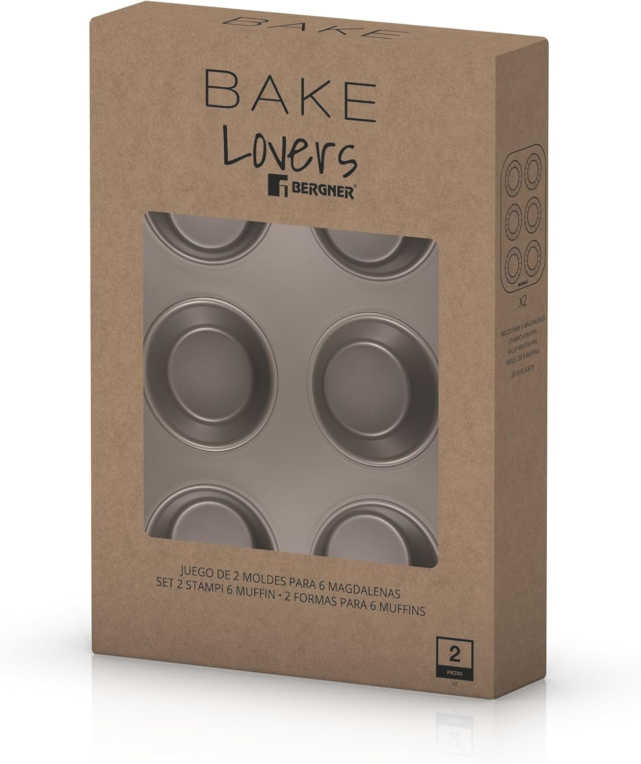 BERGNER BAKING LOVERS - Zestaw Von 2 X 6 Cup Muffinformen - Kohlenstoffstahl Mit Ilag Essential, PFOA Frei, Leicht Zu Reinigen Formy i blachy do pieczenia Naty Shop