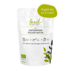 foodsetter Bio Haferdrink Pulver | Torba 500g | Haferpulver | Natychmiastowy Haferpulver | Jakość biologiczna | wegańskie | Bezglutenowe | Ohne Zuckerzusatz | 0,5 kg