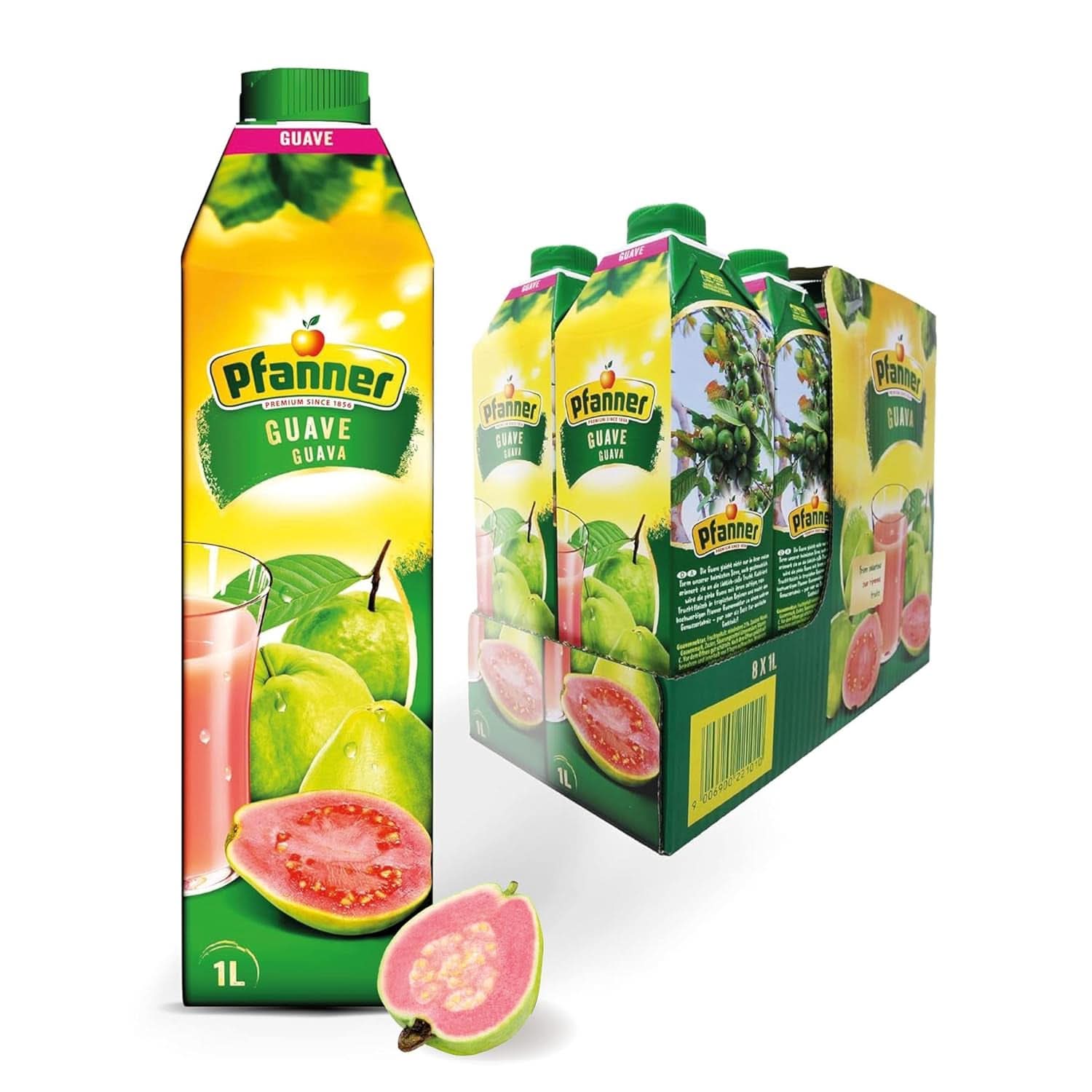 Pfanner Nektar Owocowy Truskawkowy (8 X 1 Litr) - 30% zawartości Owoców - Naty Shop Napój Truskawkowy Gujawa