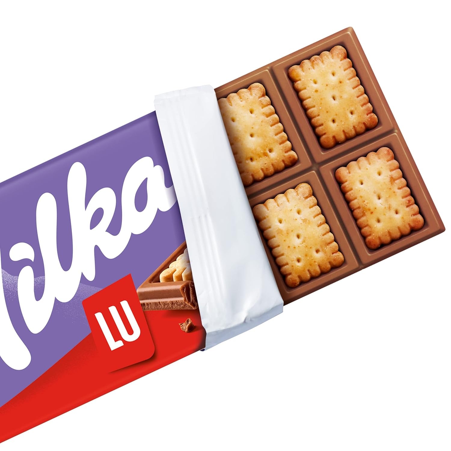 Milka LU – Alpejska czekolada mleczna z chrupiącymi ciasteczkami LU – 87g