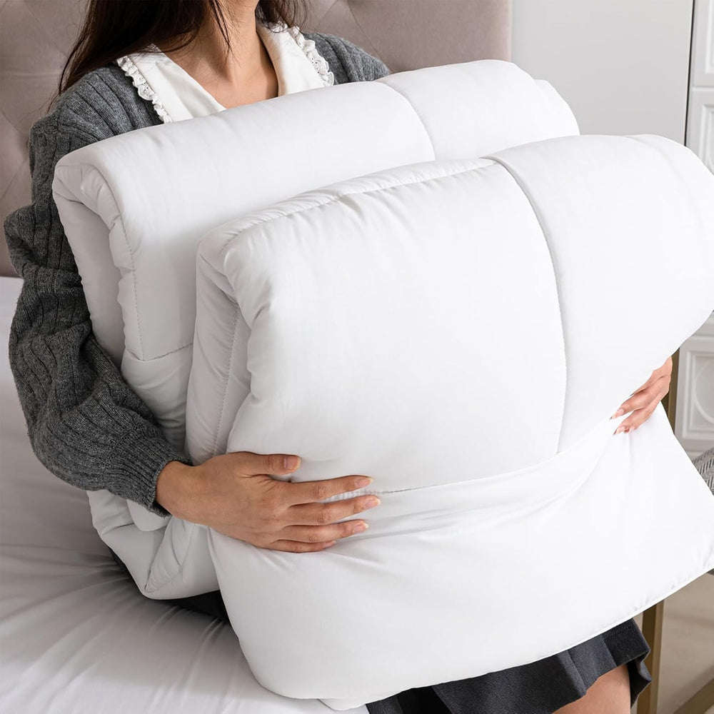 Good Nite Zimowa kołdra 200X200 cm 460 g/m² Ciepła kołdra na zimową pościel Kołdra wypełniona poliestrem Biały koc do spania z mikrofibry 200 x 200 cm Kołdry i kołdry Naty Shop