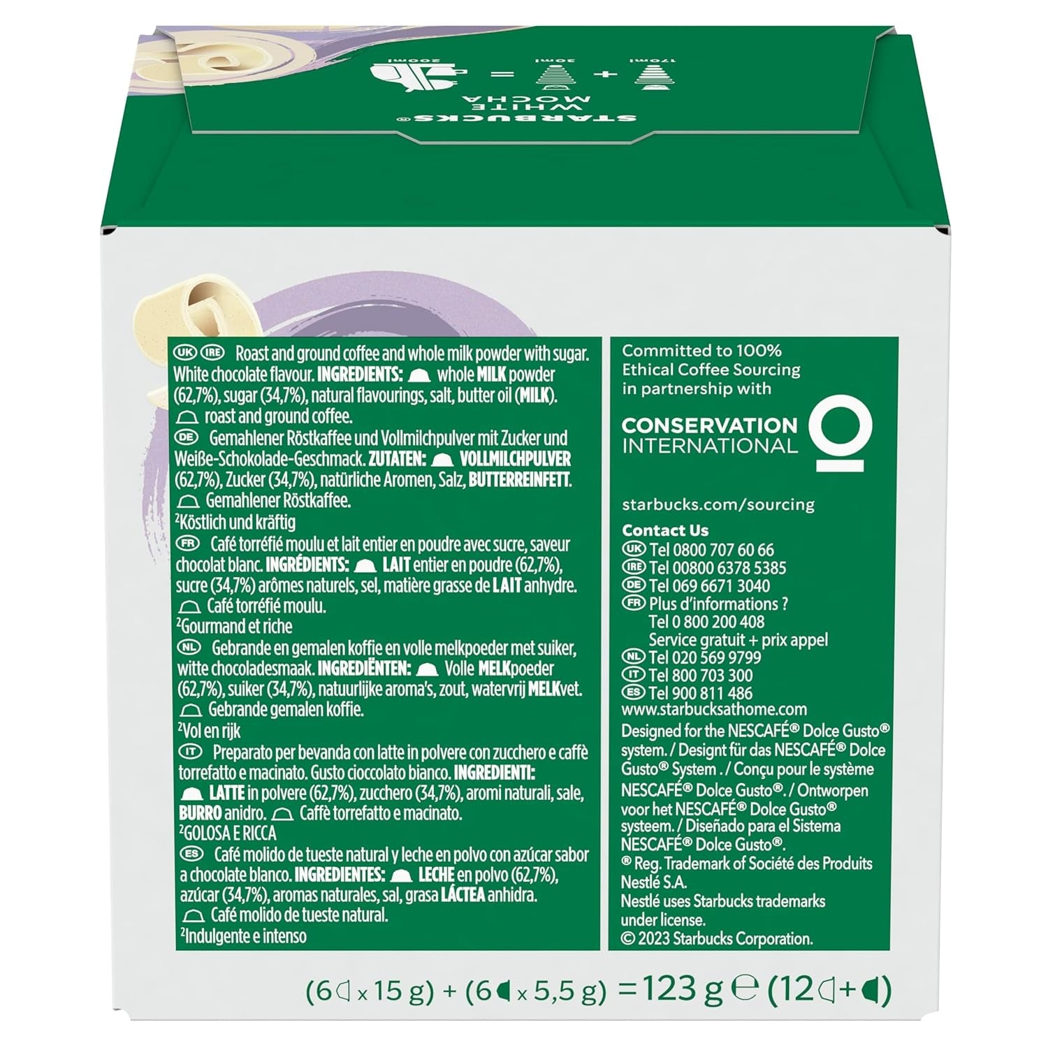 STARBUCKS White Mocha by Nescafé Dolce Gusto Kaffeekapseln 6 x 12 (72 Kapseln)