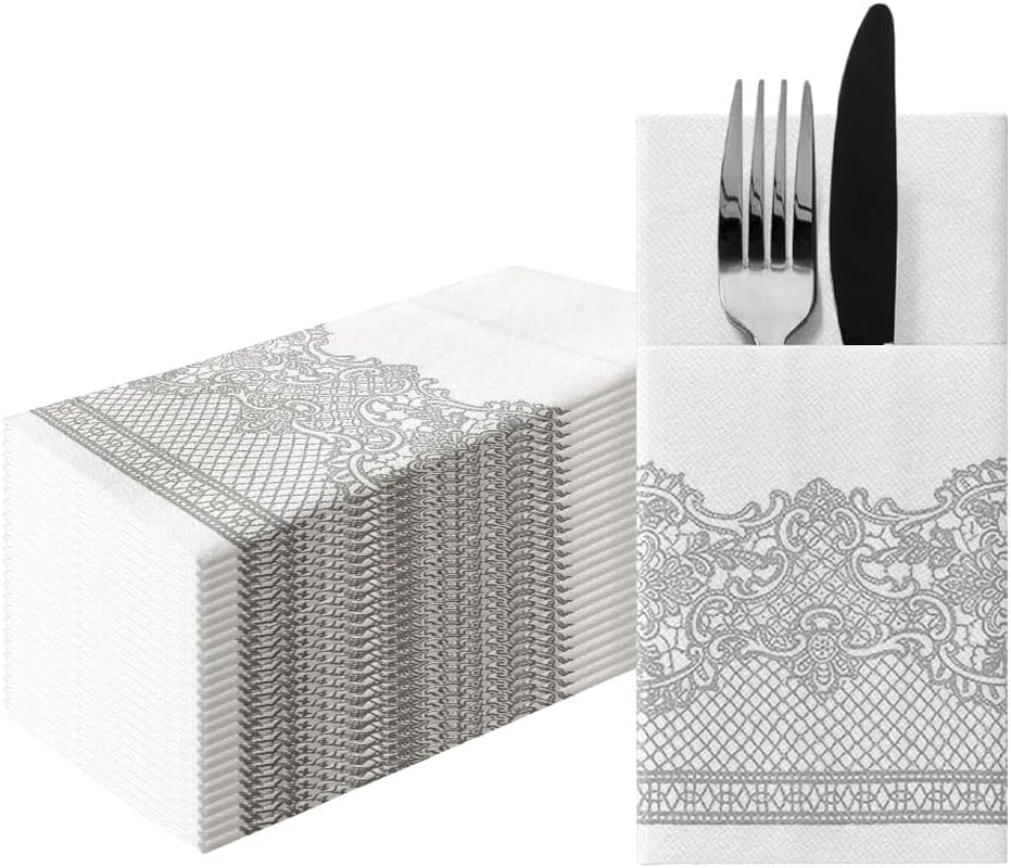 PAW - Șervețele pentru tacâmuri Airlaid - asemănătoare cu țesătura (pliere de 1/8) | 25 bucăți | Ideal pentru nunți, botezuri, comuniuni, zile de naștere | Saci de șervețele pentru tacâmuri | Monocolor, auriu