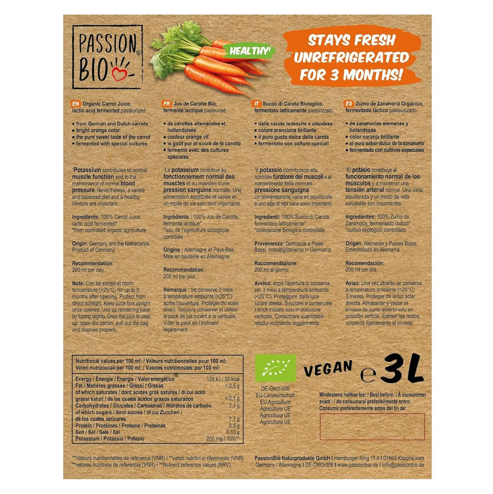 Organiczny sok z marchwi - Z marchwi niemieckiej i holenderskiej, 3 litry Napoje bezalkoholowe Naty Shop