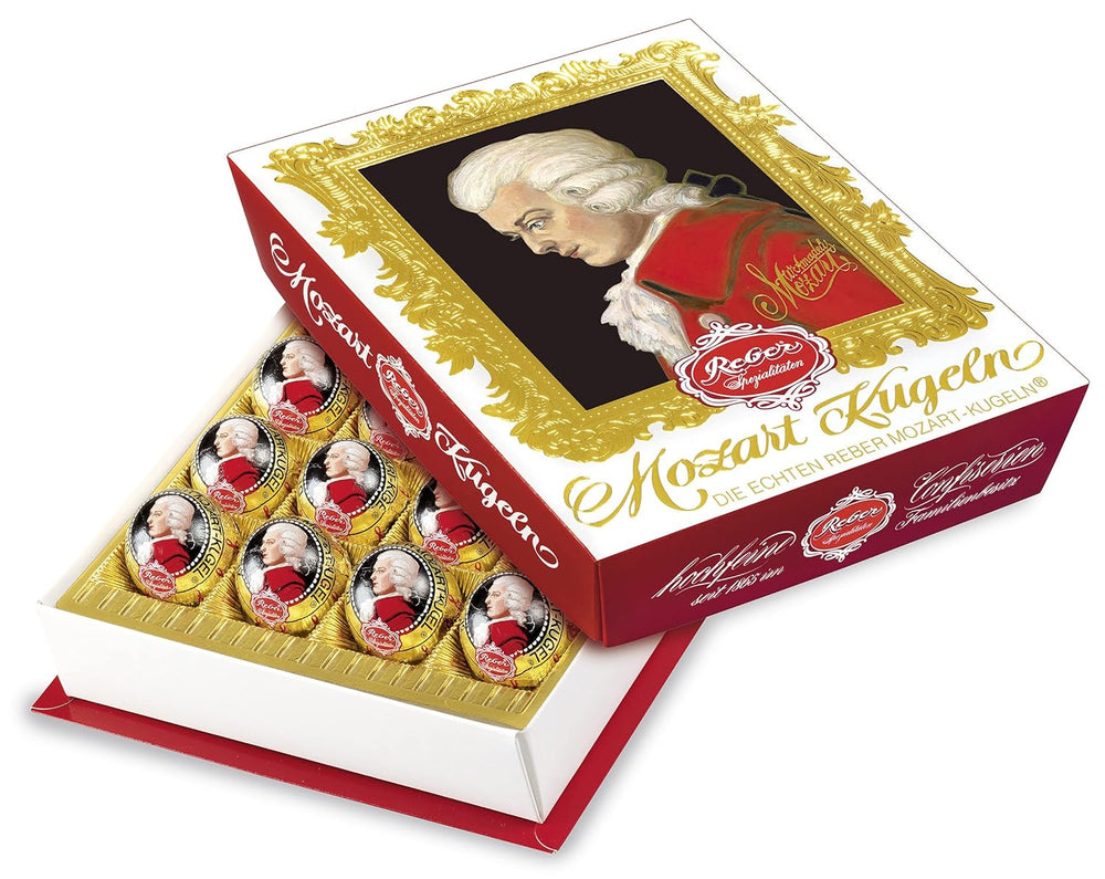 Kulki Reber Mozart z gorzką czekoladą, opakowanie 6 szt. z marcepanem i nugatem, wegańskie - 1 x 120 g
