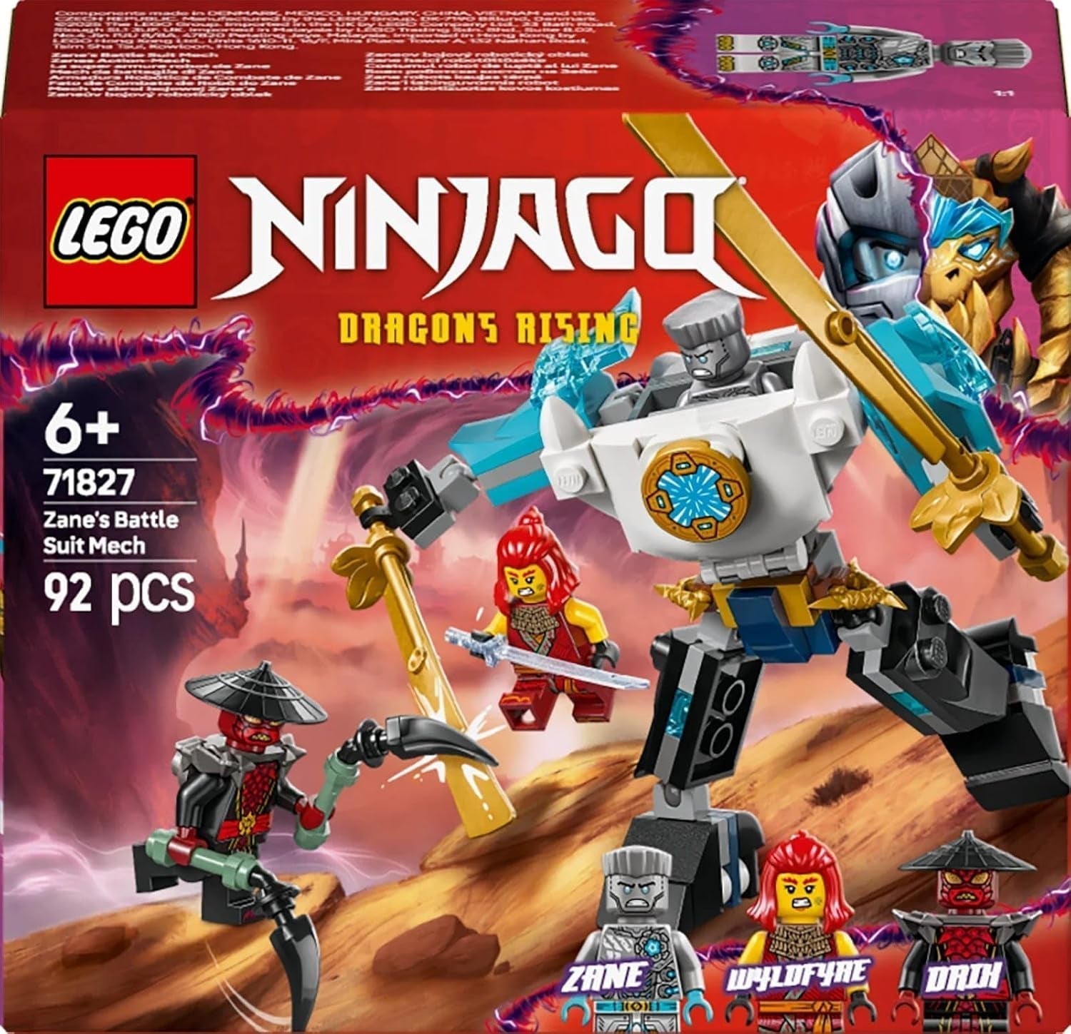 LEGO NINJAGO Mech akcji Zane’a — zabawka ninja z 3 minifigurkami do odgrywania ról — Mały zestaw do budowania i zabawy dla dzieci — Pomysł na prezent dla chłopców i dziewcząt od 6 lat 71827 Zestawy do budowania Besuche den LEGO-Store