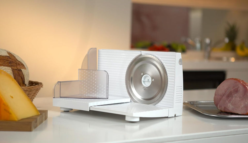 Emerio All Purpose Slicer „Made in EU” MS-125000, lamă din oțel inoxidabil fabricată în Germania, reglabilă 0-17 mm, 100 W Rasnite si Feliatoare Naty Shop