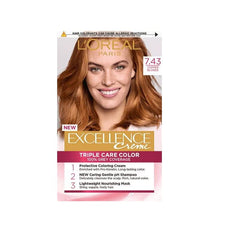 L'Oréal Paris Excellence Creme Coloration, 7.43 Copper Gold Blonde, 1 pachet (1 x 1 buc) Vopsea pentru par Naty Shop Titlu implicit