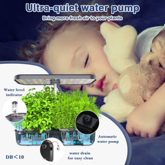 System uprawy hydroponicznej na 12 przyborów, zestaw do ogrodnictwa ziołowego w pomieszczeniu ze światłem LED, inteligentny ogród przydomowy, kuchnia, zestaw do kiełkowania z automatycznym timerem (szary)