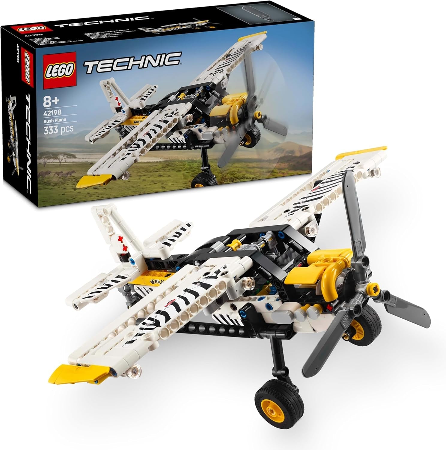 LEGO Technic Zabawka do budowania samolotu ze śmigłem dla dzieci w wieku 8 lat dla chłopców i dziewcząt Prezent 4-cylindrowy silnik tłokowy z obrotowym śmigłem Model samolotu 42198 Zestawy do budowania Besuche den LEGO-Store Default Title