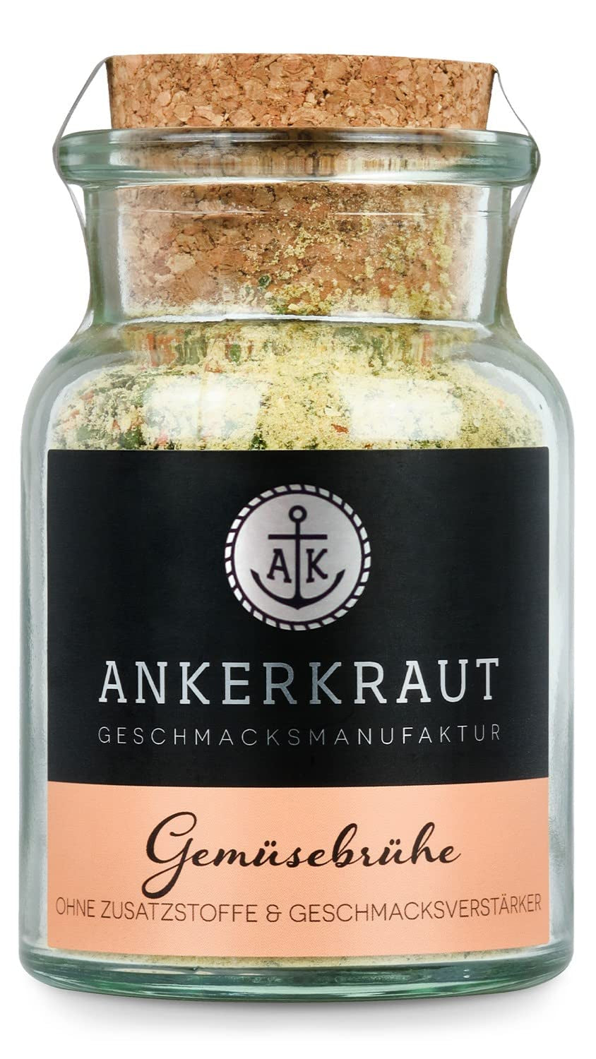 Ankerkraut Gemüsebrühe, ohne Gemsckverstärker, ohne Zucker, 90g w szkle korkowym, Mischung würzender Ingredient für Brühe