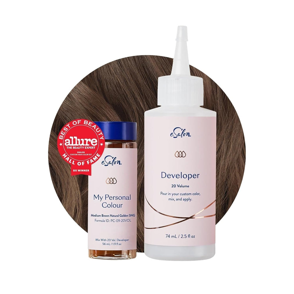 Set colorant permanent pentru păr, 100% acoperire gri, colorare la domiciliu, 0% amoniac vopsele de păr, vopsele de păr multidimensionale, vopsele de păr profesionale Vopsea pentru par Naty Shop Brun mediu aur natural 5Ng