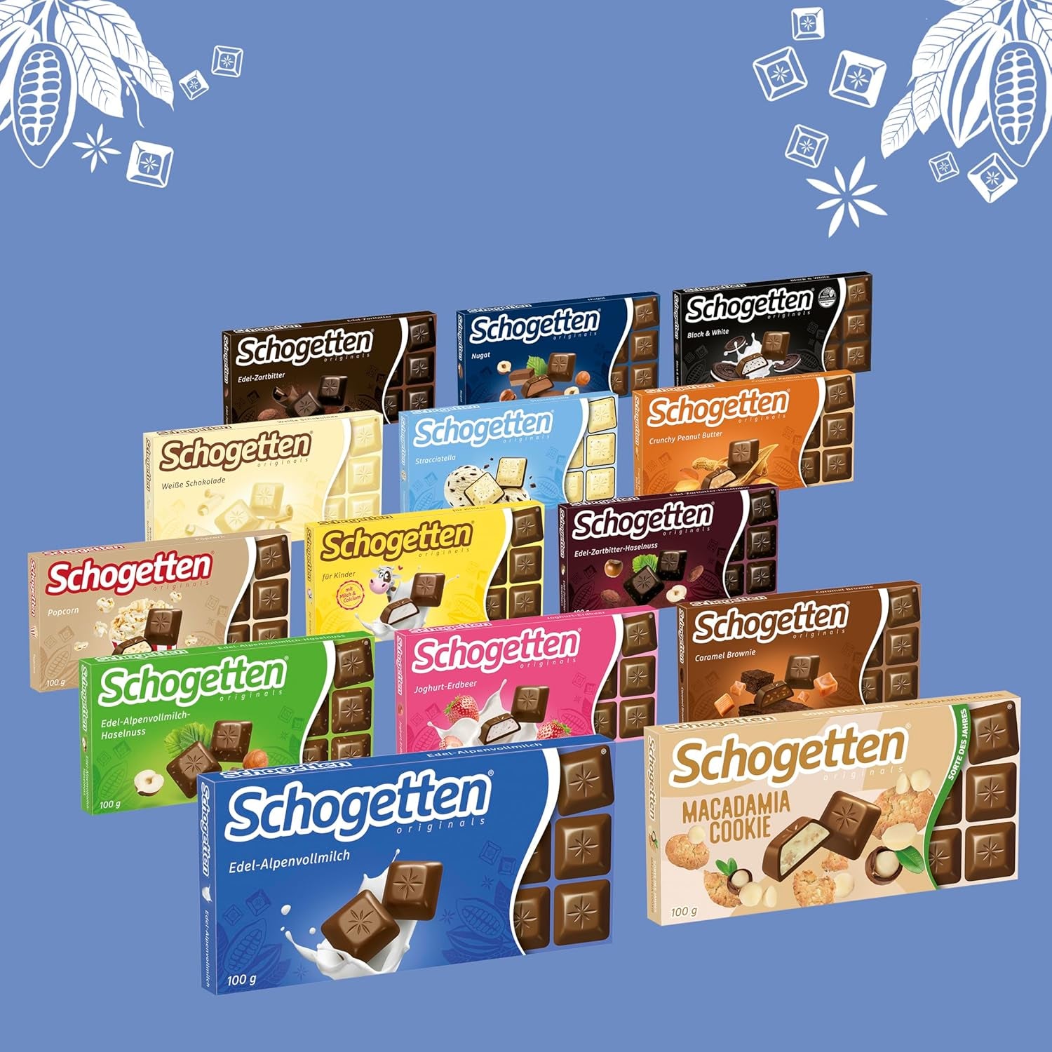 Schogetten Premium Alpine tabliczka mlecznej czekolady, 100g, pojedynczo porcjowana. Rozkosz. Kawałek po kawałku.