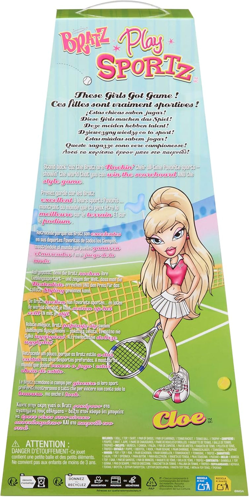 Bratz Play Sportz Cloe (Tenis) – păpușă de modă cu accesorii