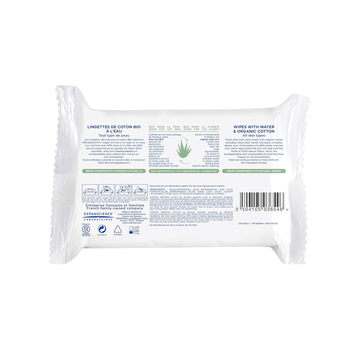 Lingette Coton À L'Eau 60 szt