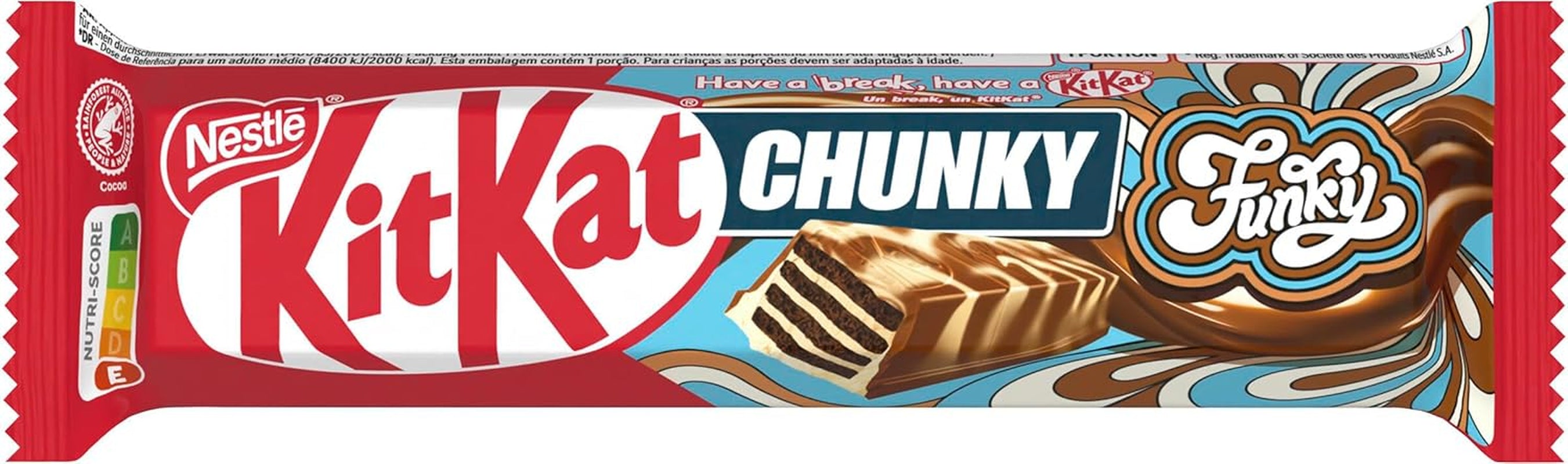 Nestlé Chunky Funky, chrupiący wafelek w mlecznej czekoladzie, opakowanie 24 szt. (24 x 40 g)