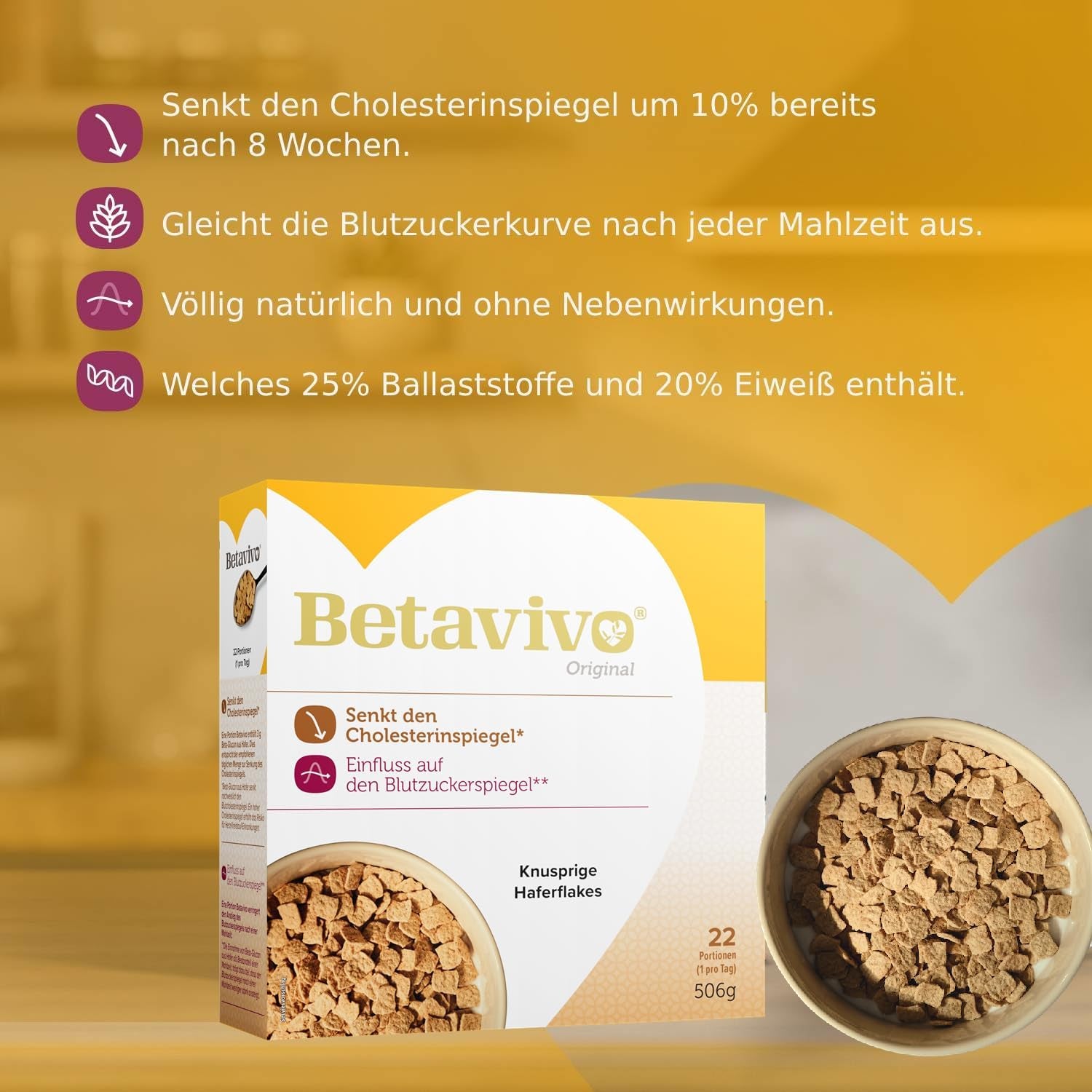 Crunchy Oat Flakes - Zawiera beta-glukan z owsa, który wspomaga obniżenie poziomu cholesterolu i cukru we krwi - 506g
