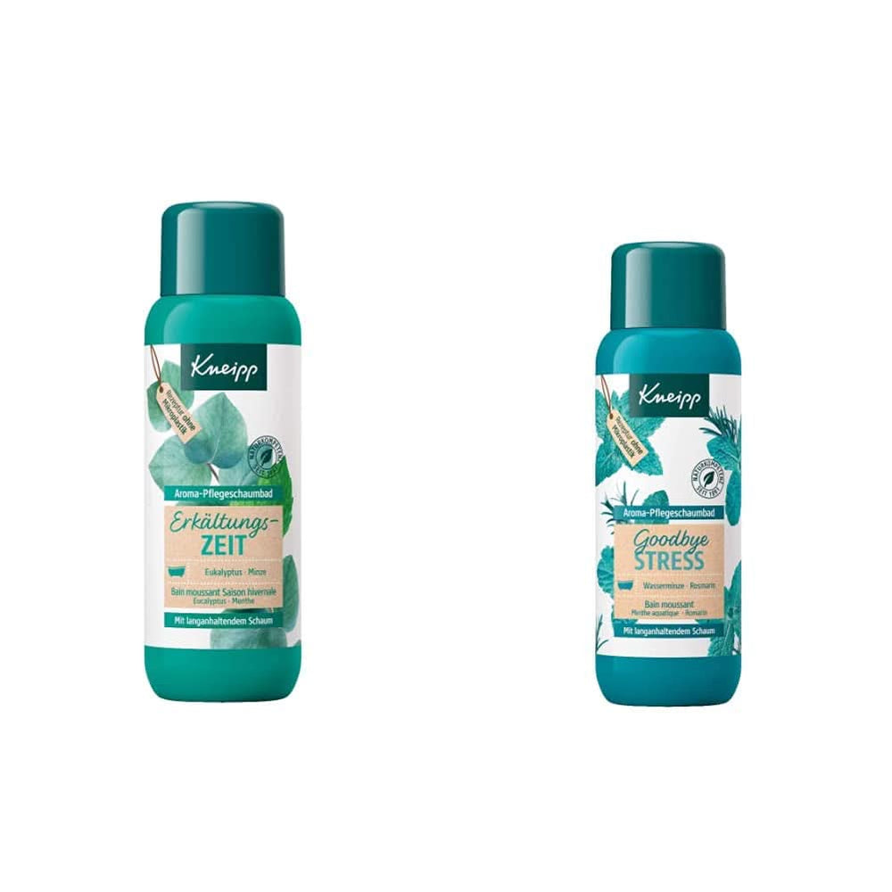Kneipp Aroma Foam Bath Cold Season, dodatek do kąpieli z naturalnymi olejkami eterycznymi z eukaliptusa i mięty, 400 ml Prysznic i kąpiel Naty Shop Goodbye Stress Foam Bath Pack