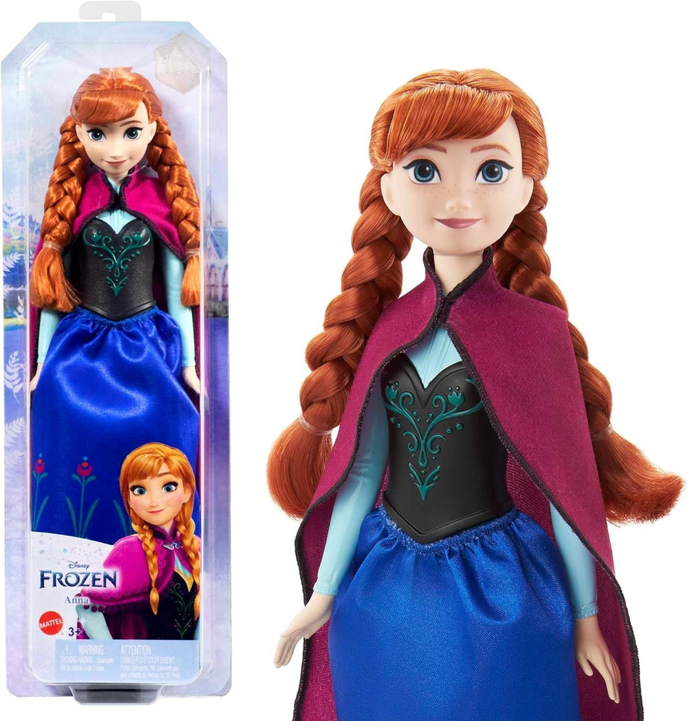 Lalka Mattel Disney Princess Anna, lalka Królowej Lodu, czesane włosy, telefon komórkowy, w kombinezonie podróżnym, odpinana czapka, prezenty Disneya, zabawka 3-letnia, lalki HLW49 Naty Shop Cap