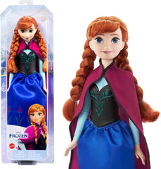 Lalka Mattel Disney Princess Anna, lalka Królowej Lodu, czesane włosy, telefon komórkowy, w kombinezonie podróżnym, odpinana czapka, prezenty Disneya, zabawka 3-letnia, lalki HLW49 Naty Shop Cap