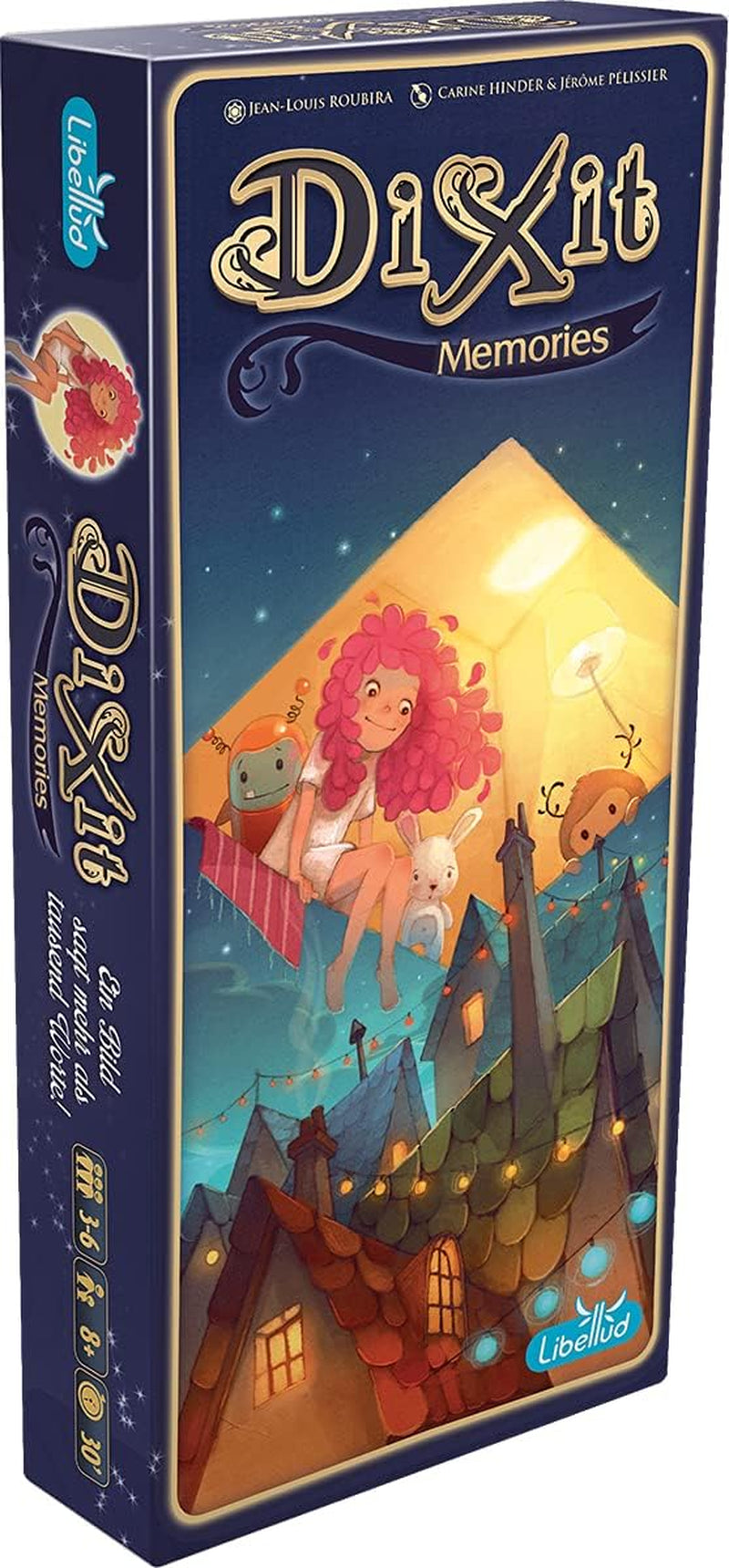 Asmodee, Dixit, wersja niemiecka, gra podstawowa, obraz wart tysiąca słów, kreatywna gra rodzinna dla 3–8 graczy w wieku 8+, gra roku 2010 z 30-minutowym czasem gry