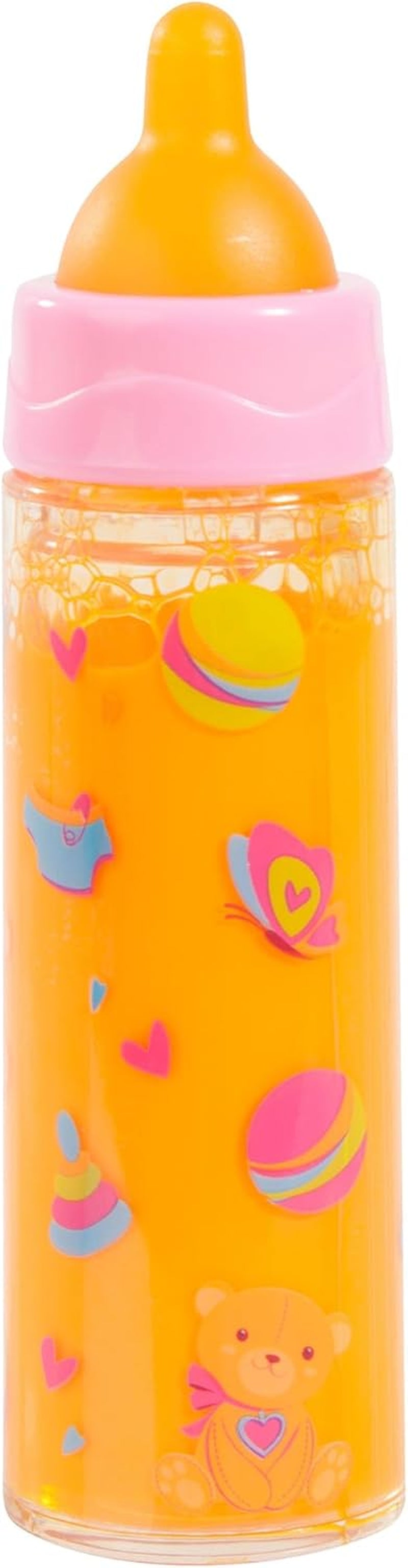 Bayer Design 79201AE Sticlă Magică, Sticlă de Lapte, Sticlă de Băut, Accesoriu pentru Păpuși, Alb și Portocaliu