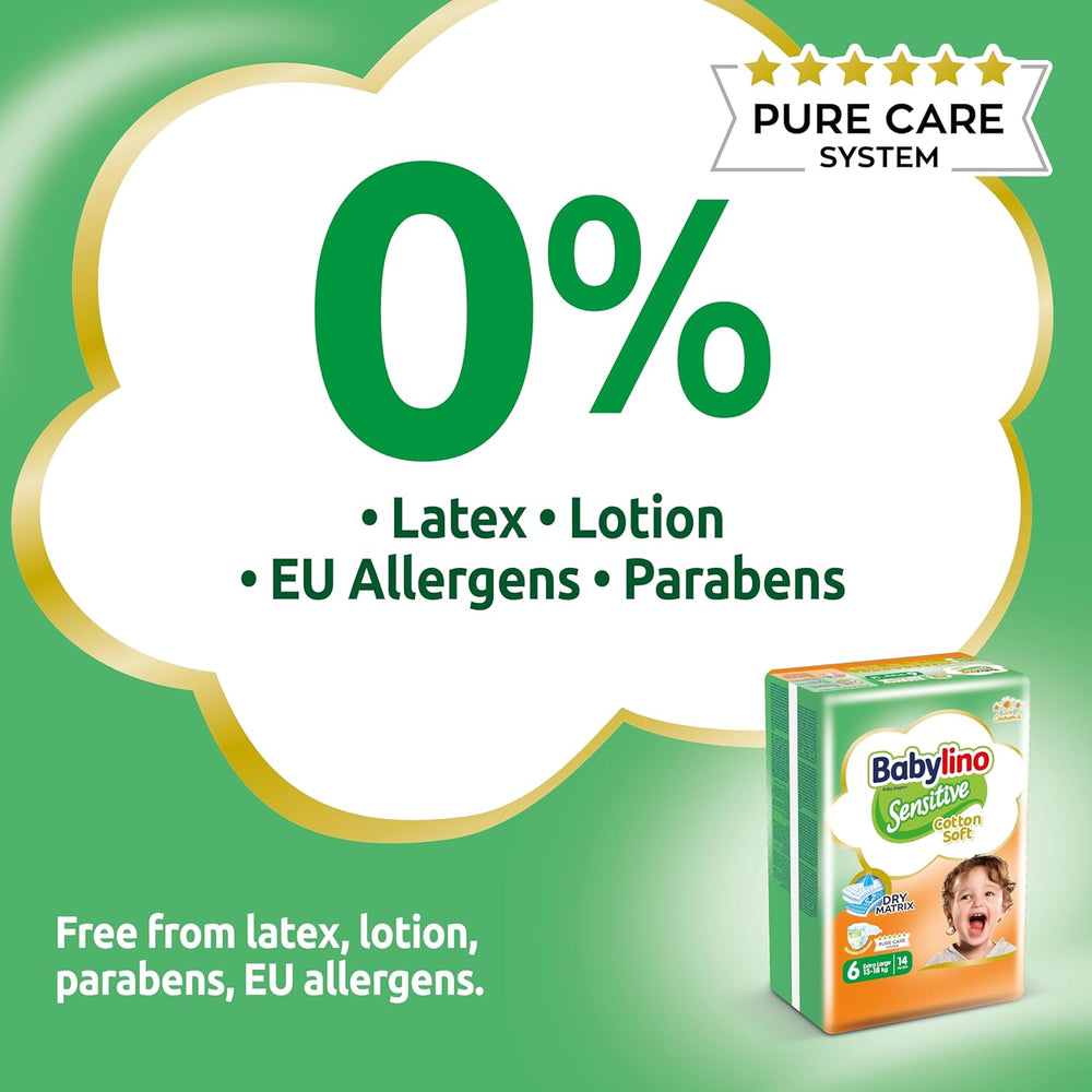 Pieluszki dla wrażliwych dzieci, rozmiar 6, bardzo duże (13-18 kg), 114 pieluszek