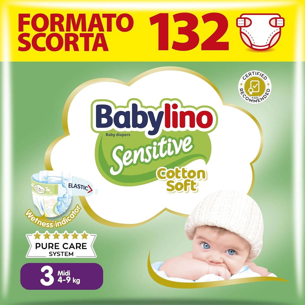 Babylino Sensitive, delikatne pieluszki dla dzieci, różne rozmiary Matka i Dziecko Naty Shop Rozmiar 3 (22 szt.)