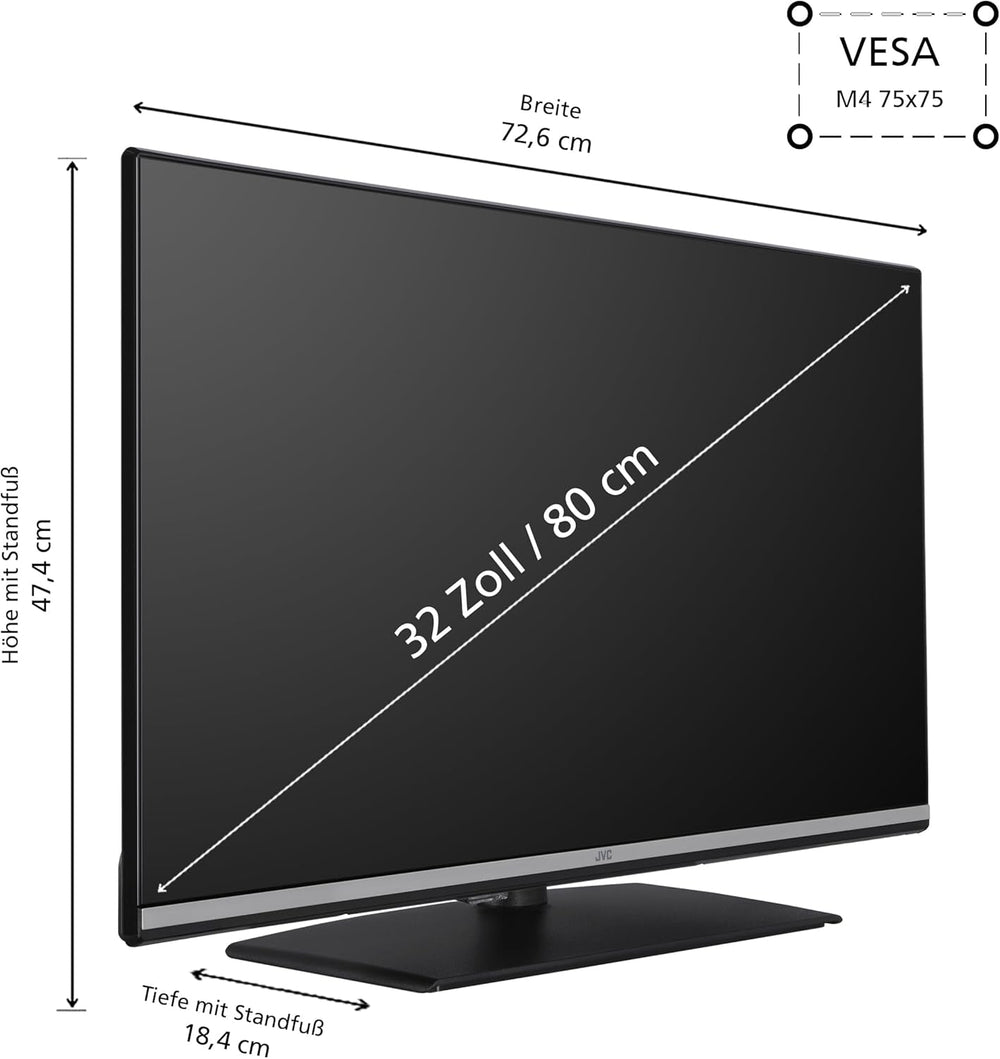 Televizor inteligent JVC VIDAA LT-32VDF5455 de 32 de inci, televizor Full HD, televizor HDR cu tuner triplu integrat, televizor LED negru
