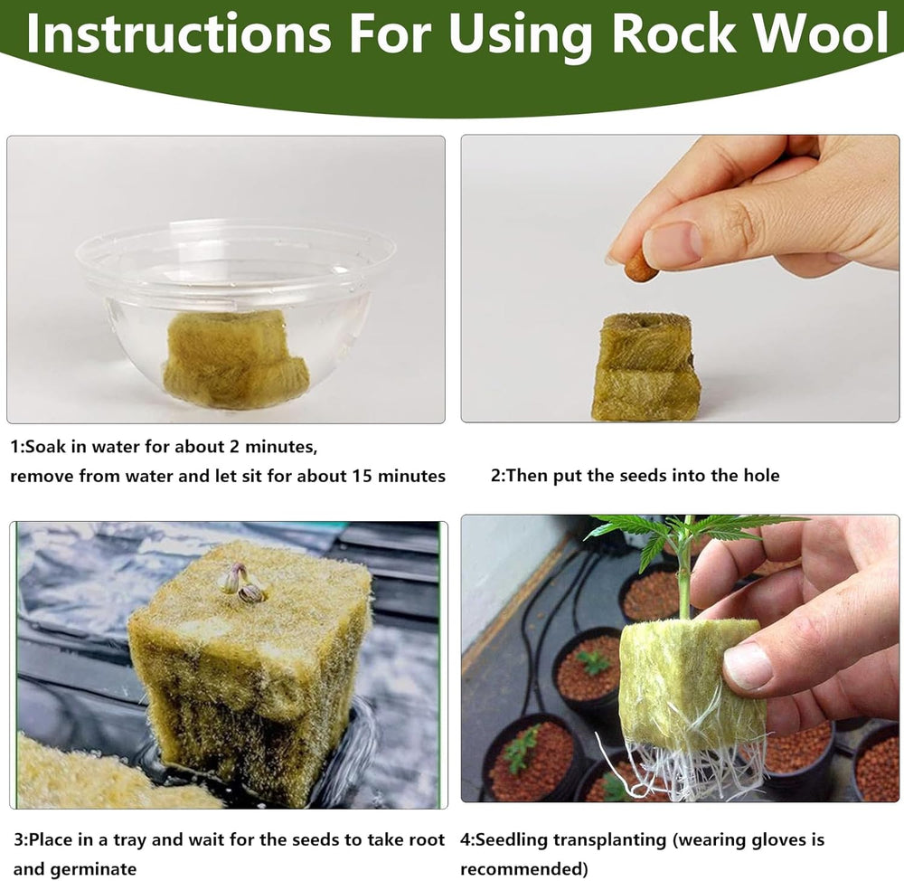 50 szt. Maty do uprawy z wełny mineralnej, kostki wełny mineralnej, izolacji z wełny mineralnej, maty do uprawy z wełny mineralnej z nożyczkami i rękawiczkami do uprawy bezglebowej, hydroponiki i przesadzania