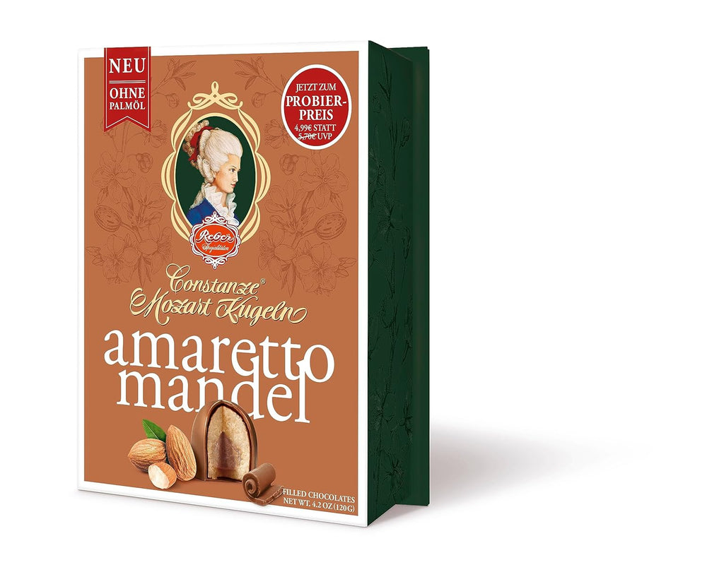 Kulki Reber Mozart z gorzką czekoladą, opakowanie 6 szt. z marcepanem i nugatem, wegańskie - 1 x 120 g