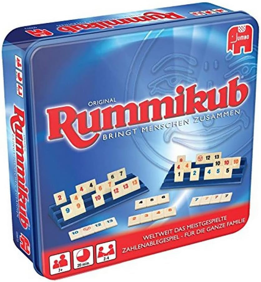 Jumbo Spiele Original Rummikub Classic - der Spieleklassiker unter den Gesellschaftsspielen - für Erwachsene und Kinder ab 7 Jahren JUM17571 Wielokolorowy 2,7 ​​x 3,7 cm