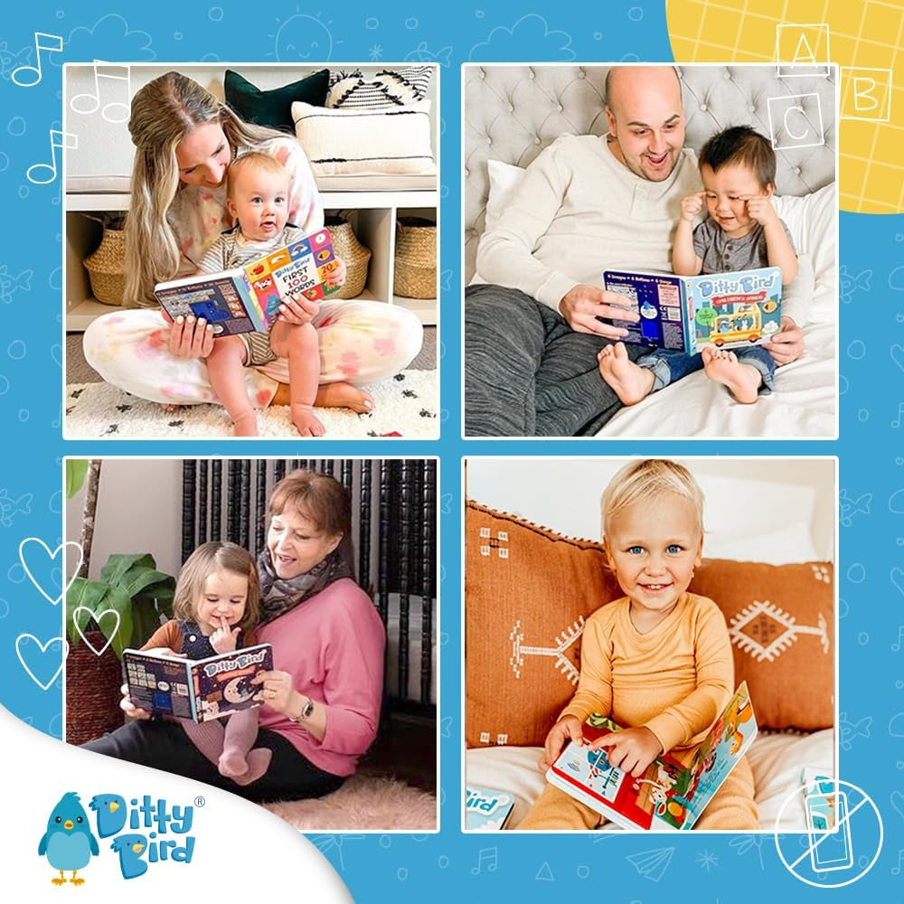 Ditty Bird Baby Nursery Rhymes - Jucărie pentru copii cu 6 butoane sonore pentru învățarea limbii engleze. Carte de cântece interactivă cu cântecele preferate. Perfectă pentru copiii bilingvi de la vârsta de 1 an. Jucarii Bebe Naty Shop