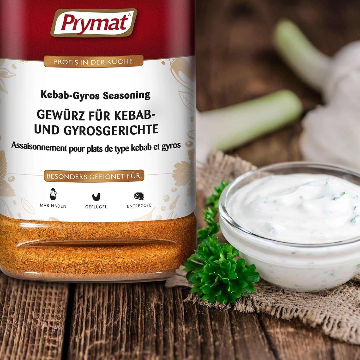Prymat Gyros Gewürzmischung 900g – aromatyczna, pikantna mieszanka do dań Döner, Kebab, Kurczak, Jagnięcina i Grill – idealna do grillowania, pieczenia i przyprawiania śródziemnomorskich dań mięsnych