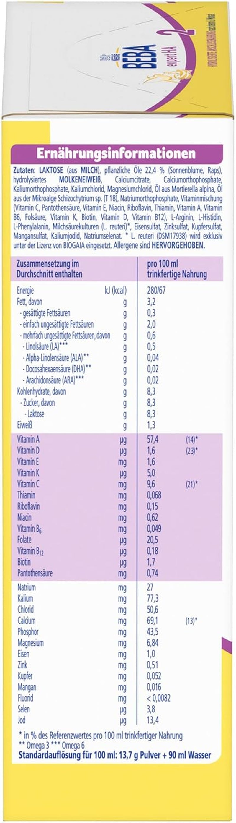 BEBA Expert HA 2 Lapte de continuare după 6 luni, hrană pentru copii cu proteină hidrolizată, doar lactoză, fără ulei de palmier, pachet de 6 (6 x 550 g) Naty Shop